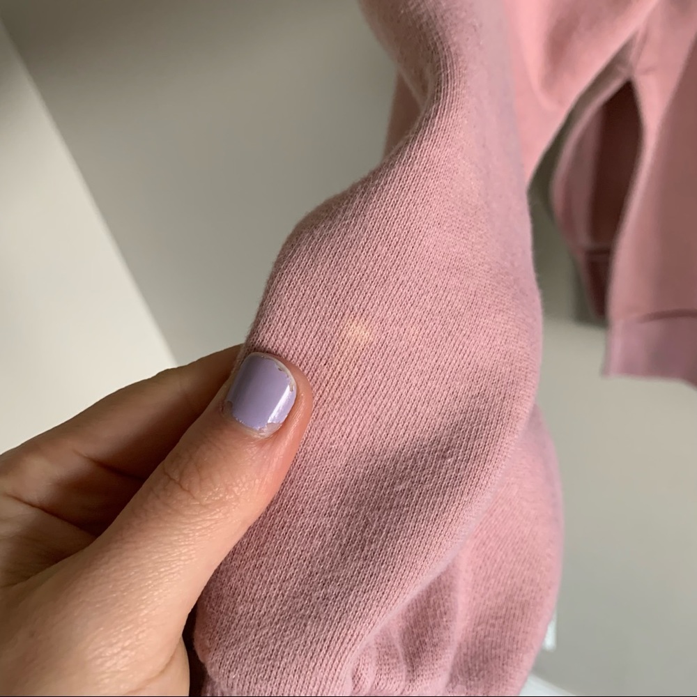 Everlane • pale pink cropped side slit hoodie xs - Picture 6 of 7